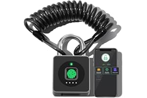 Pothunder Fingerprint Padlock, Fingerprint Lock with APP, Padlock with Steel Cable Keyless Biometric, Smart Padlock Waterproof Suitable for Gym, Locker, Helmet, Gate, Fence, Luggage, YL-P6BF