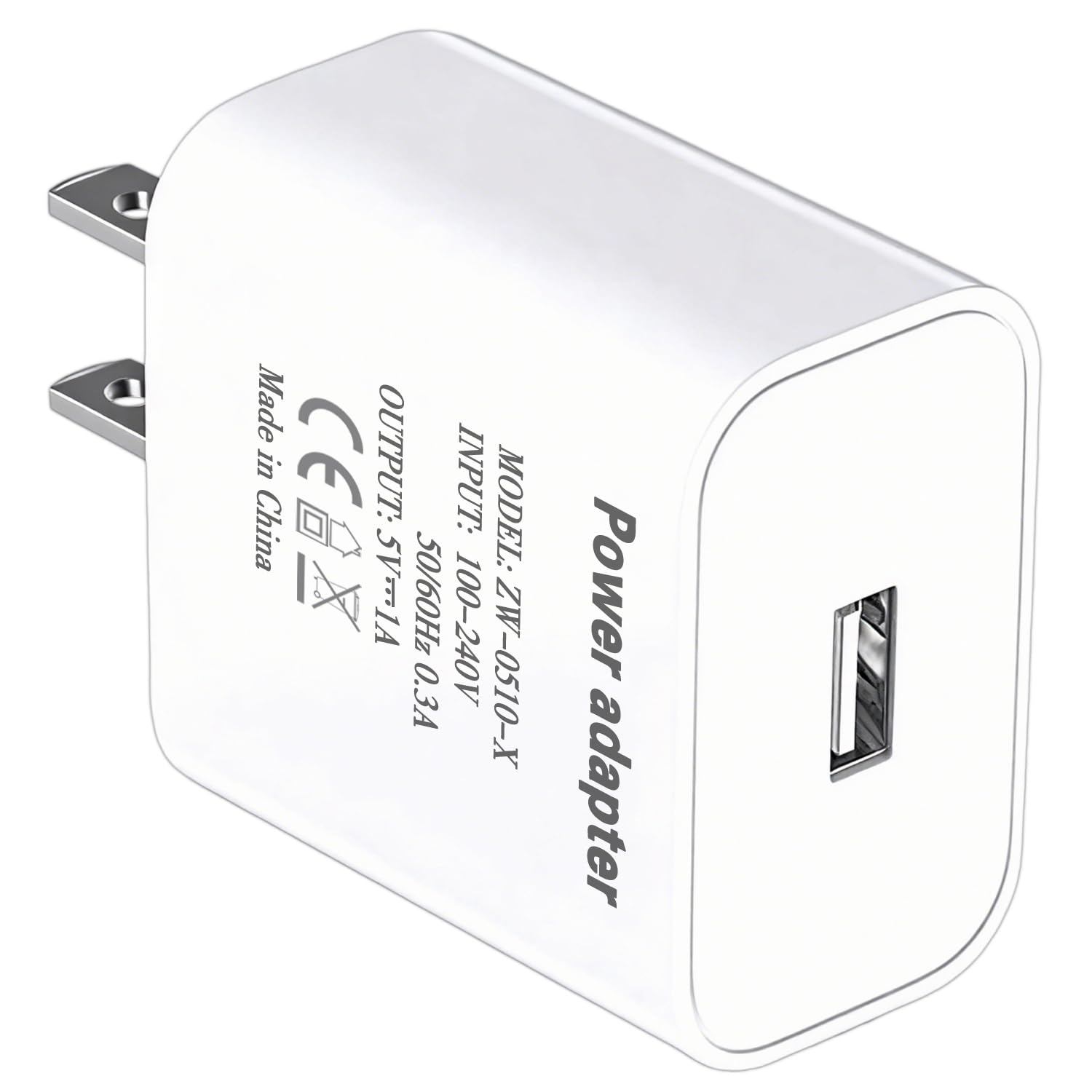 Photo 1 of 5v 1a Power Adapter 5v/1a USB Charging Block 5W Wall Charger 5 Volt 1000mA Power Supply Brick 5v1a USB Outlet Plug in 5v-1a Head 1a/5v Single USB Port for Kids Electric Toy 5 Volt 1 Amp Charger Whtie