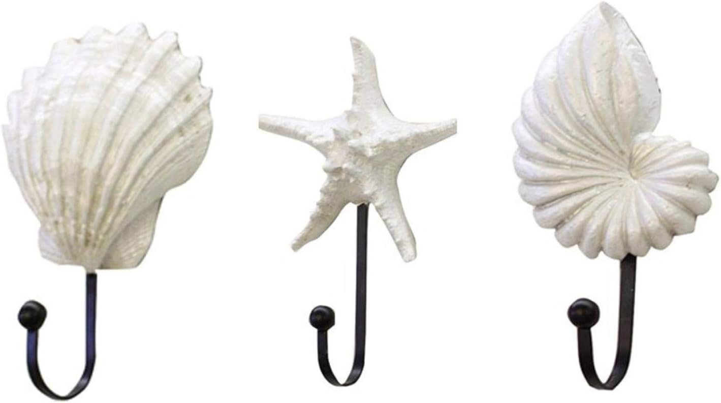 Sea Shell Wall Hook Hangers, Vintage Seashell Coat Hook Hanger, 3pcs/Set Resin Hanger Decorative Hooks, Coastal Theme Beach House Decor