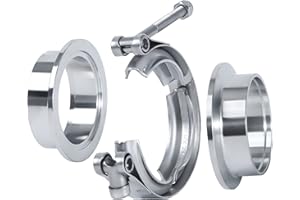 Vitonsbay Exhaust Clamp,3.5 Inch 3 1/2 V Band Clamp Coupling with Flange Male Female Stainless Steel(1Pcs)