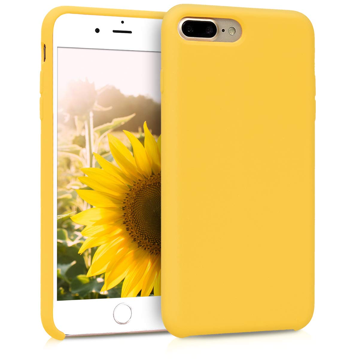 kwmobile Case Compatible with Apple iPhone 7 Plus/iPhone 8 Plus Case - TPU Silicone Phone Cover with Soft Finish - Radiant Yellow