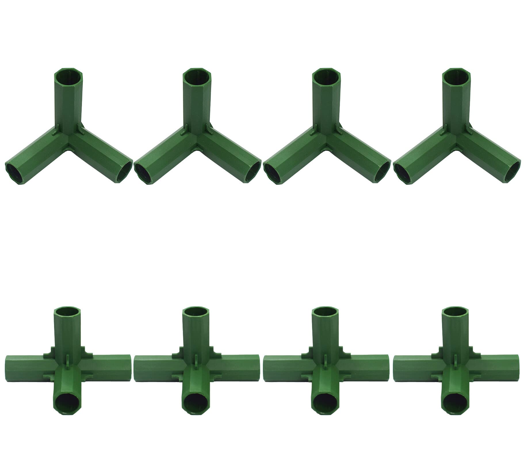 QUUPY 8PCS 16mm 3 Way 4 Way Greenhouse PVC Pipe Fitting Sets Heavy Duty Frame Building Connectors Gardening Plant Stakes Bracket Joint Tool