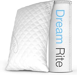 Dream Rite Shredded Hypoallergenic Memory Foam Pillow WonderSleep Series Luxury Adjustable Loft Home Pillow Hotel Collection Grade Washable Removable Cooling Bamboo Derived Rayon Cover- Queen 1 Pack