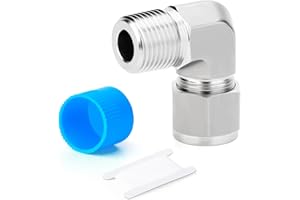 TAISHER 1PCS 316 Stainless Steel 90 Degree Compression Tube Pipe Fitting Connector, 1/4" Tube OD x 1/8" NPT Male Adapter