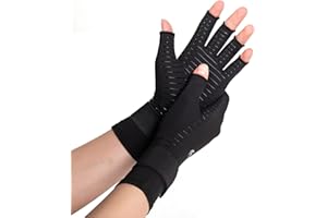 HENOTIC Copper Arthritis Gloves for Women Men, Wrist Reinforcement Fingerless Arthritis Compression Gloves for Relieving Carpal Tunnel Aches, Rheumatoid Pains, Joint Swell