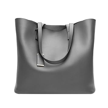 BESTVECH Dark Grey Fashion Women PU Leather Fashion Handbag Retro Shoulder Tote Bag