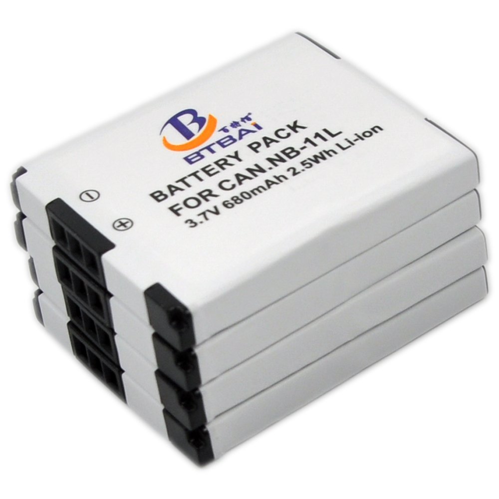 BTBAI 4x Battery for NB-11L NB11L NB-11LH NB11LH SX420 SX410 SX400 IXUS 125 IXUS 132 IXUS 135 IXUS 140 IXUS 145 150 160 165 170 240 245 265 275 285 PowerShot A2400 A2500 A2600 A3400 A3500 A4000 k1a