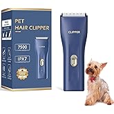 Tawiijou Pet Hair Clipper for Dog Grooming, Low Noise Cat Hair Trimmer for Matted Hair,Waterproof Cordless Pet Shaver for Animals