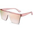 JIM HALO Flat Top Shield Sunglasses Square Mirror Rimless Glasses for Women Men