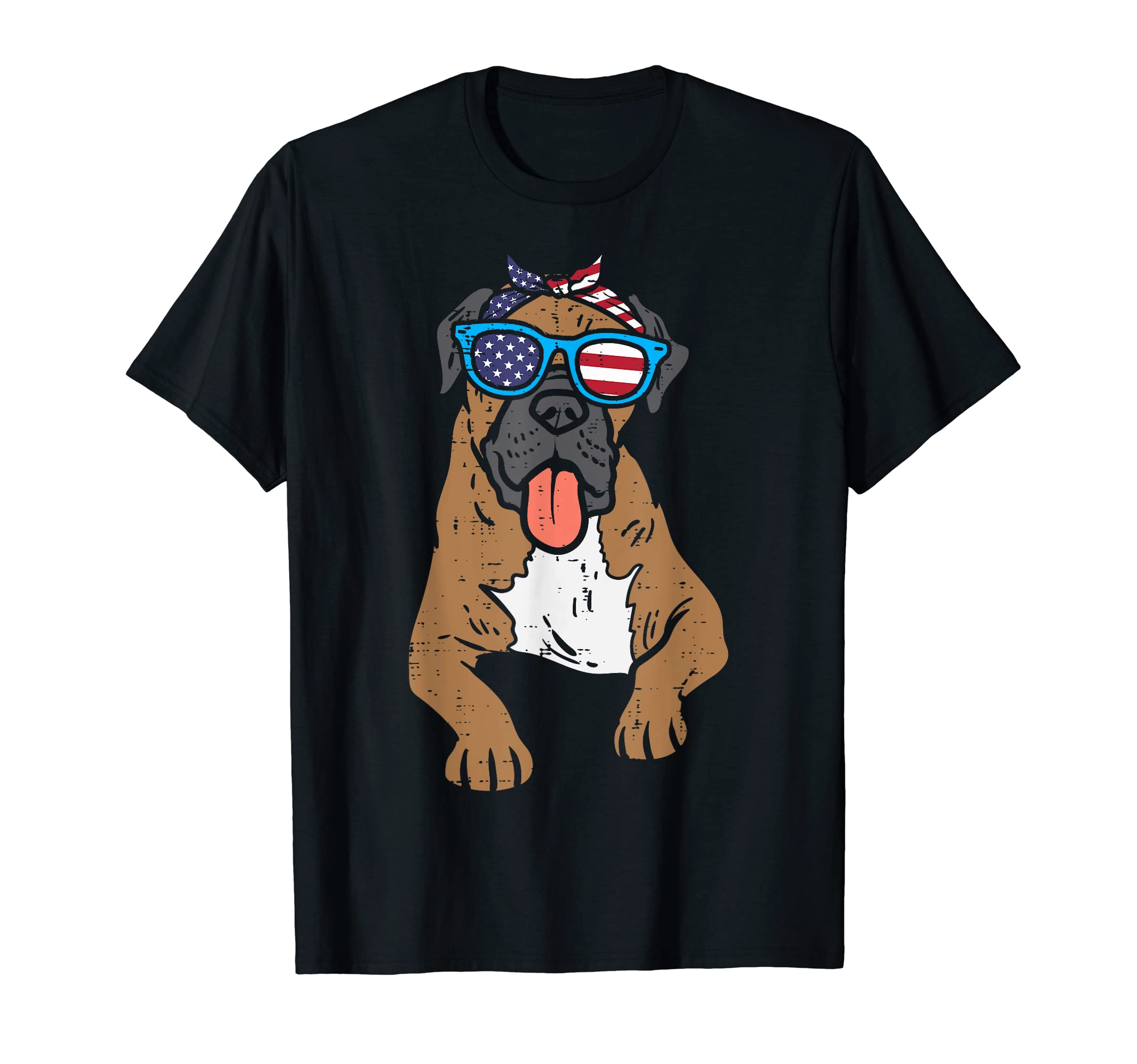 Bandana Boxer Dog American USA 4th Of July Fourth Dog Women T-Shirt