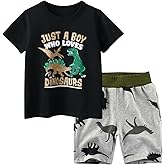 IjnUhb Toddler Boy Clothes Cartoon Cotton Summer Short Sleeve T-Shirt and Shorts Kids Outfit Set 2-7 Year