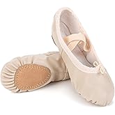 Nexete Soft Leather Balle Dance Shoes Split-Sole Slipper Flats Shoes Pink Black & Nude Color for Toddler Girl Boy Kid Women