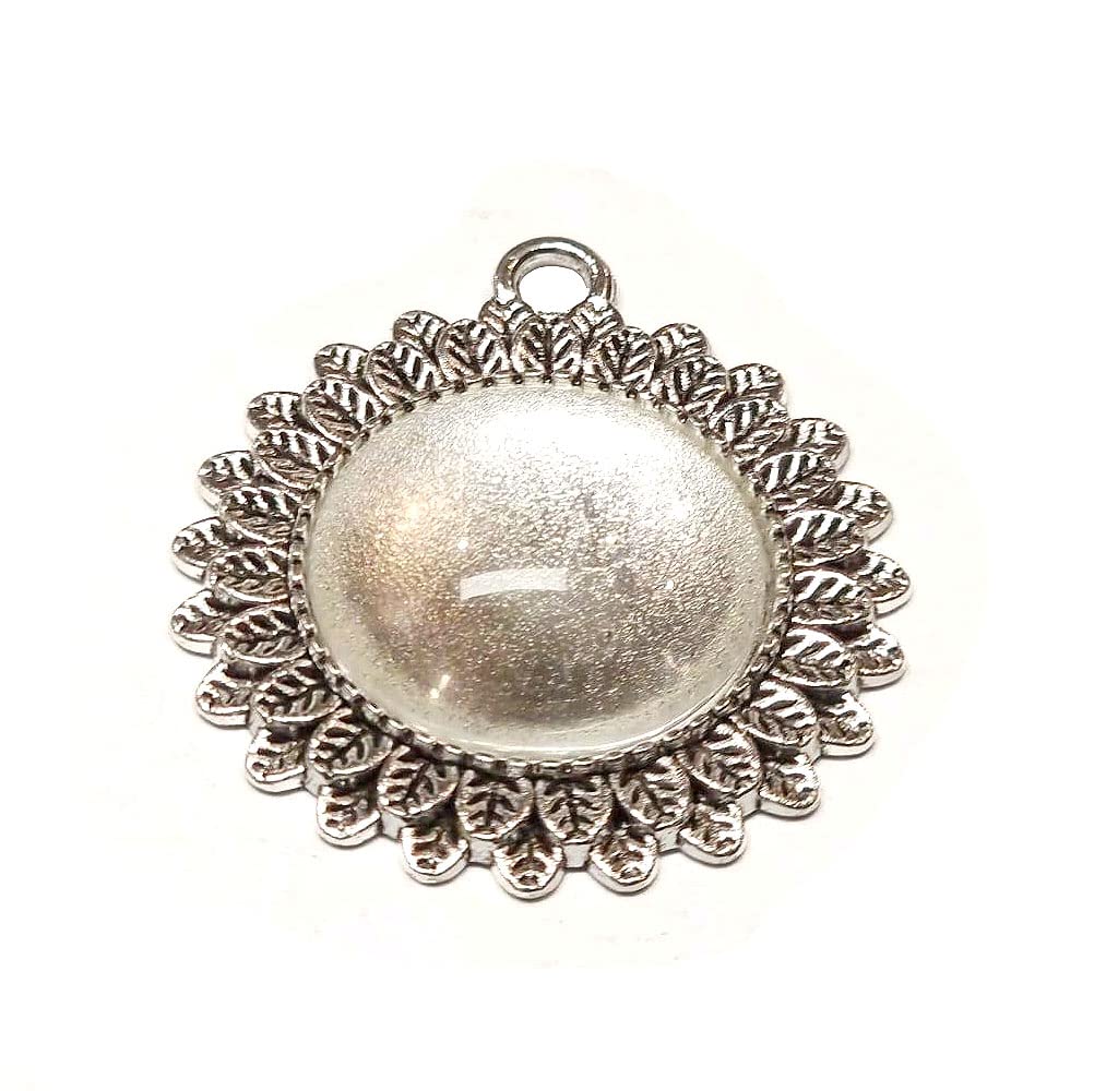 8 Pieces 4 Pieces Charm Empty Bezel Tray Lockets Metal Pendant Setting Jewellery 20 mm Round 4 Pieces Clear Glass Cabochon Craft Set, 35mm x 32mm und 20mm Cabachon, Brass Glass, None