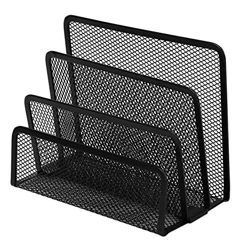 Smartlove1P Practical Mesh Metal Letter Sorter Mail Document File Tray Desk Office File Organizer Storage Holder Black