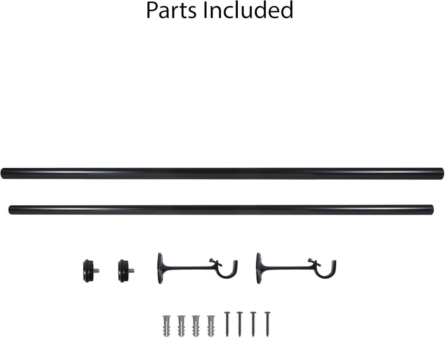 Decopolitan End Cap Single Curtain Rod Set, 18 to 36-Inch, Nickel: Home & Kitchen