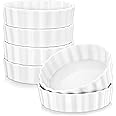8 oz Ramekins for Baking, LOVECASA Shallow Creme Brulee Ramekins, Porcelain Souffle Dish Mini Pie Pans Oven Safe, Round Flute
