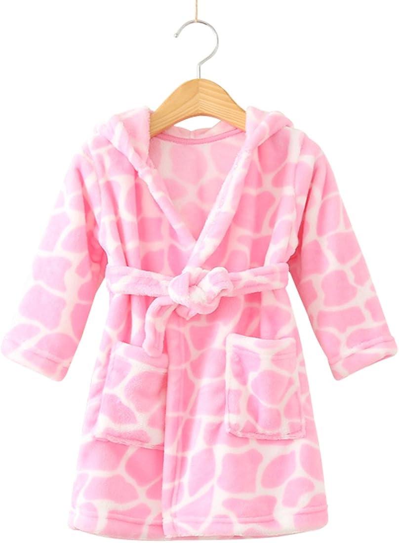 Toddlers/Kids Hooded Robe Soft Fleece Bathrobe Children Pajamas Baby