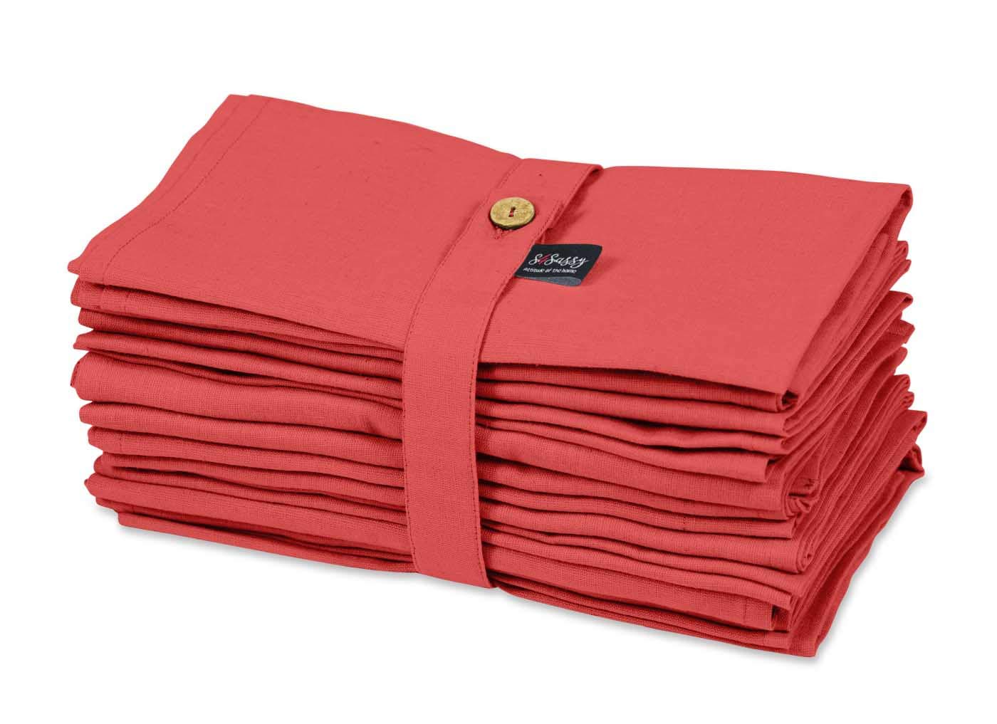 S4Sassy Orange Solid Home Decor 12 Pcs Cotton Napkin Solid Everyday Basic Washable Table Linen