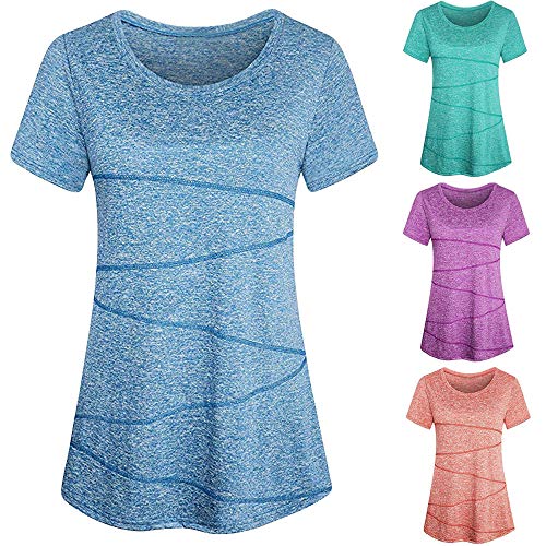 Womens Plain Pleated Hem T-Shirt Fashion Blouse Short Sleeve Yoga Tops Activewear Running Workout T-Shirt