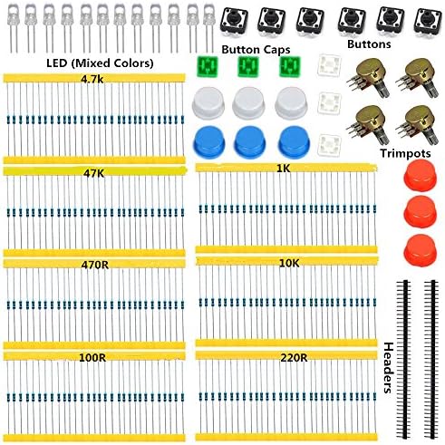 Ardest Electronics Compoments Pack with Resistors, Switch,LEDs, Potentiometer for Raspberry Pi Arduino Uno R3 Mega2560 Mega328 Nano
