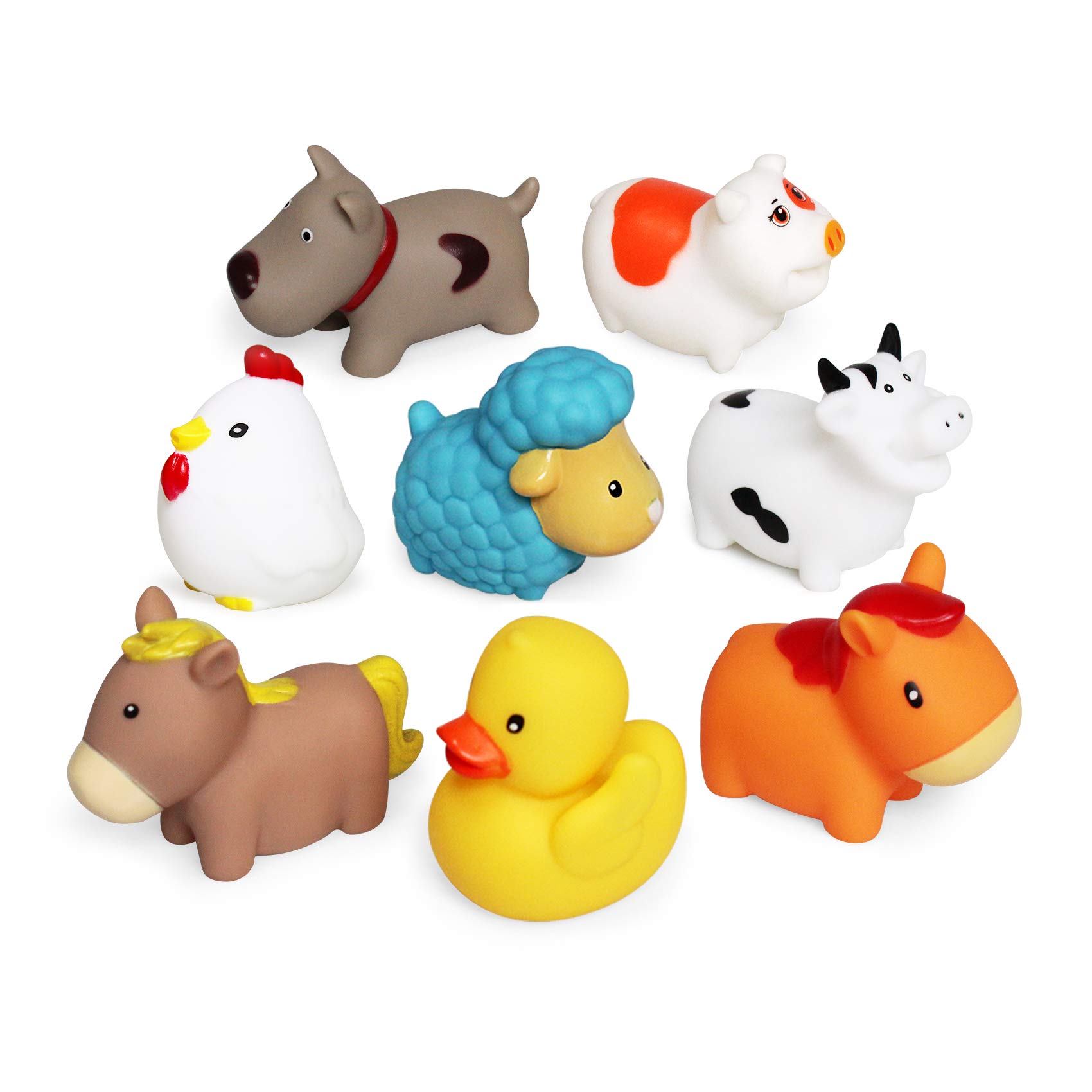 Bath Toys Floating Bath Farm Toys(8PCS),Baby Soft Bath Time Toys,Bathtub Learning Dogs Ducks Sheep Hen Pig Bath Toys and Bathroom Toys for Toddlers