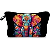 Livel lhood Ethnic Elephant Makeup Bag Cute Small Organizer Zipper Pouch Ethnic Elephant Cosmetic Bag Birthday Present for Elephants Lovers Women Friends-4