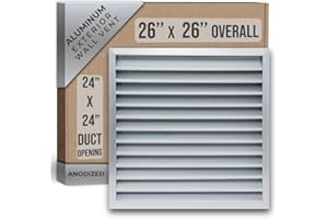 Fits 24x24 Wall Opening Anodized Aluminum Exterior Wall Vent by Handua | Gable Shed for Crawlspace, Outdoor, Doors, Attic | Weatherproof, Rain&Rust Proof, Water Resistant Grille Overall: 26"W X 26"H