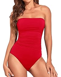 Holipick Women Red Bandeau One Piece Swimsuits