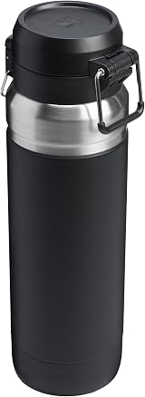 Stanley 1.06L Quick Flip Stainless Steel Water Bottle Black 18h Cold 2.5d Ice view 7