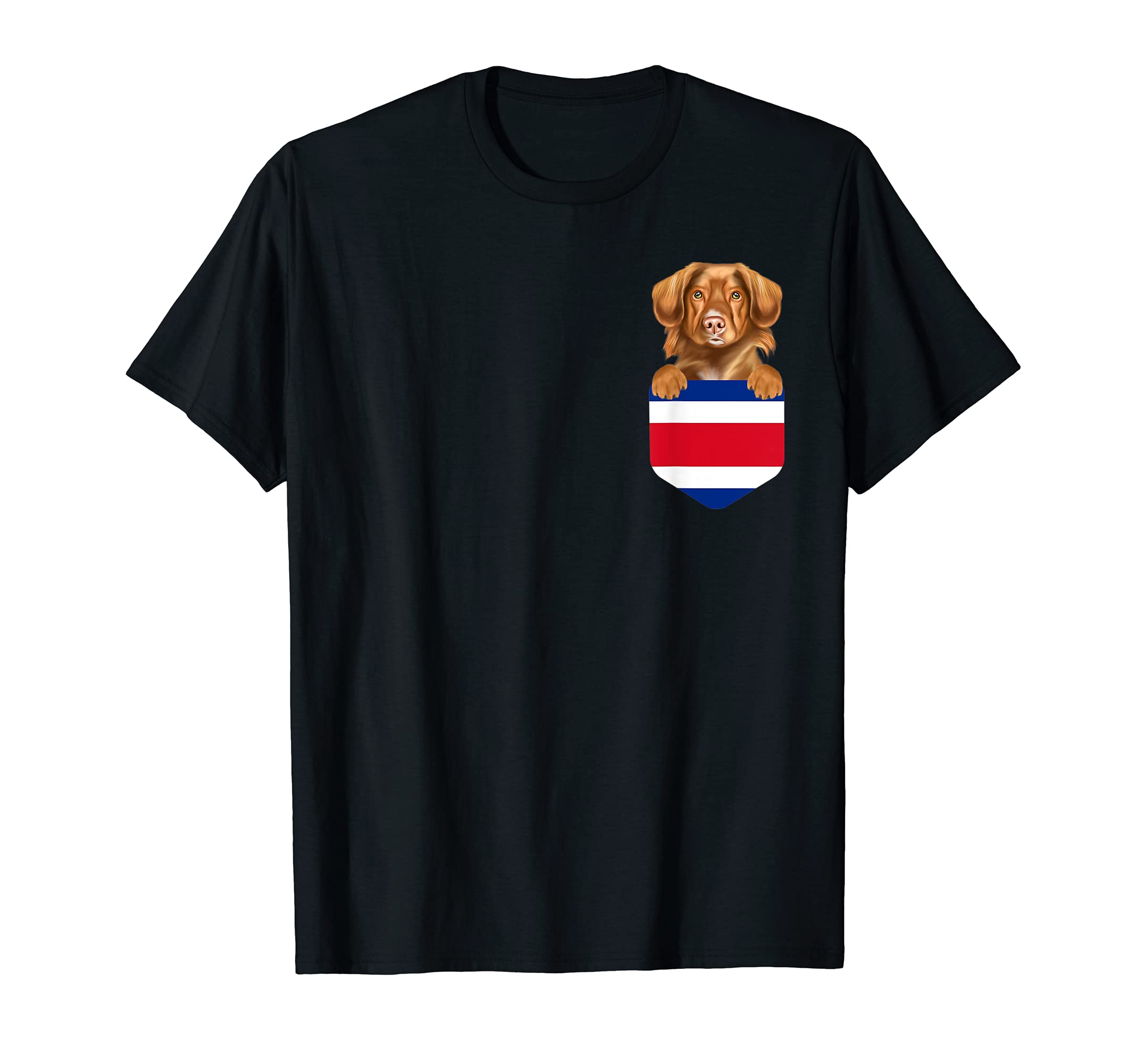 Costa Rica Flag Duck Tolling Retrievers Dog In Pocket T-Shirt