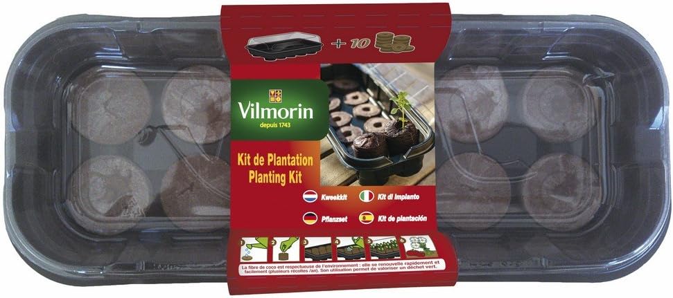 Vilmorin 3990626 Mini Greenhouse Kit 10 x Soft Coco All-in-One, Brown