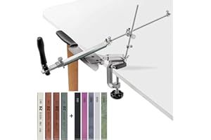 MOVIRON RUIXIN PRO RX-008 Professional Knife Sharpener with 9 Whetstones, 360° Rotation Flip Design Fixed-Angle Stainless Steel Kitchen Chef Knife Sharpening Kit Abrasive Holding System Tools