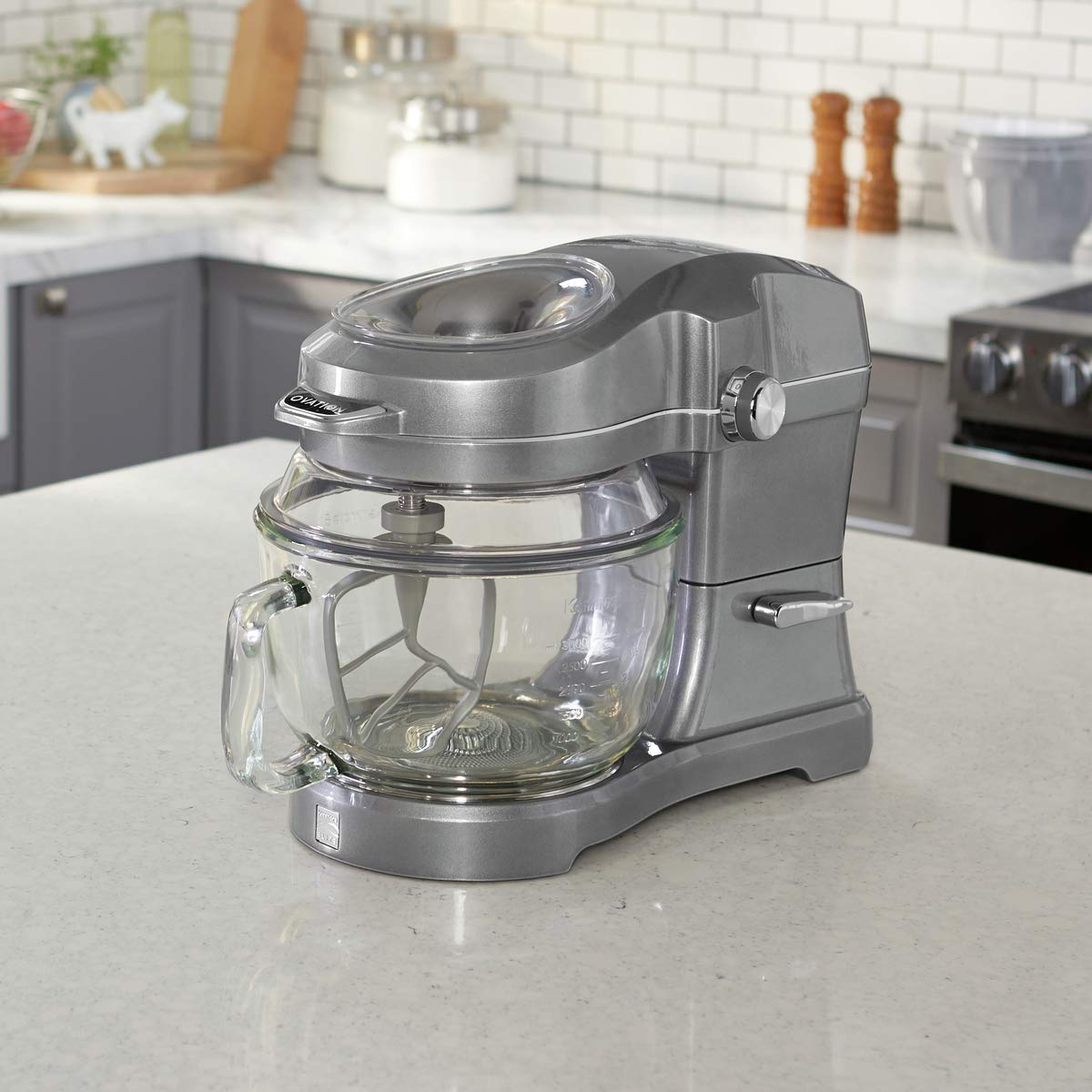 Kenmore Elite Ovation 49090 Exclusive Pour-In Top, 5-Qt. Tilt-Head Kitchen Stand Mixer, Metallic Grey