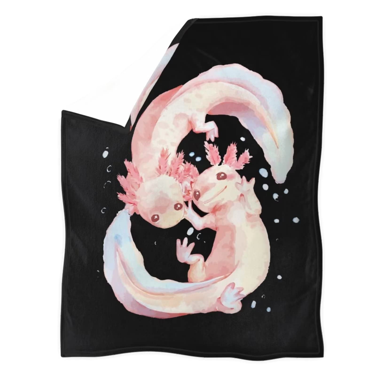 POLERO Axolotl Blanket for Girls Boys Cute Axolotls Throw and Blankets Lightweight Bed Throws Ocean Theme Blankets S