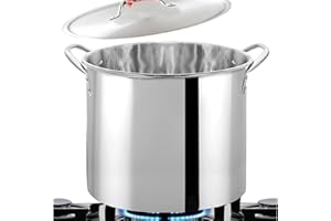 Bene Casa - Durable Stainless Steel Kettle with Lid and Handles (20 Quarts/5 Gallons) - Perfect Size for Extract Brewing - Dishwasher Safe