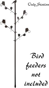 DIVCHI Bird Feeder Station Pole Hanging Feeding Station Metal Stand Garden Decor view 2