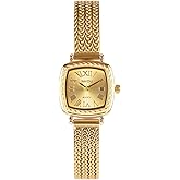 Top Plaza Gold Watches for Women Vintage Square Case Watch Alloy Steel Roman Numeral Dial Bracelet Watch