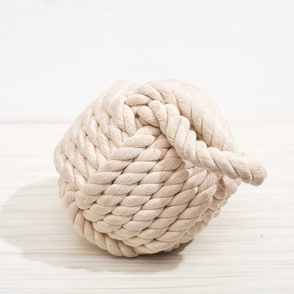 Home Heavy Rope Knot Door Stop Nautical Theme Decorative Yarn Door Stopper 1.2kg Weight Stop Wedge (Beige)