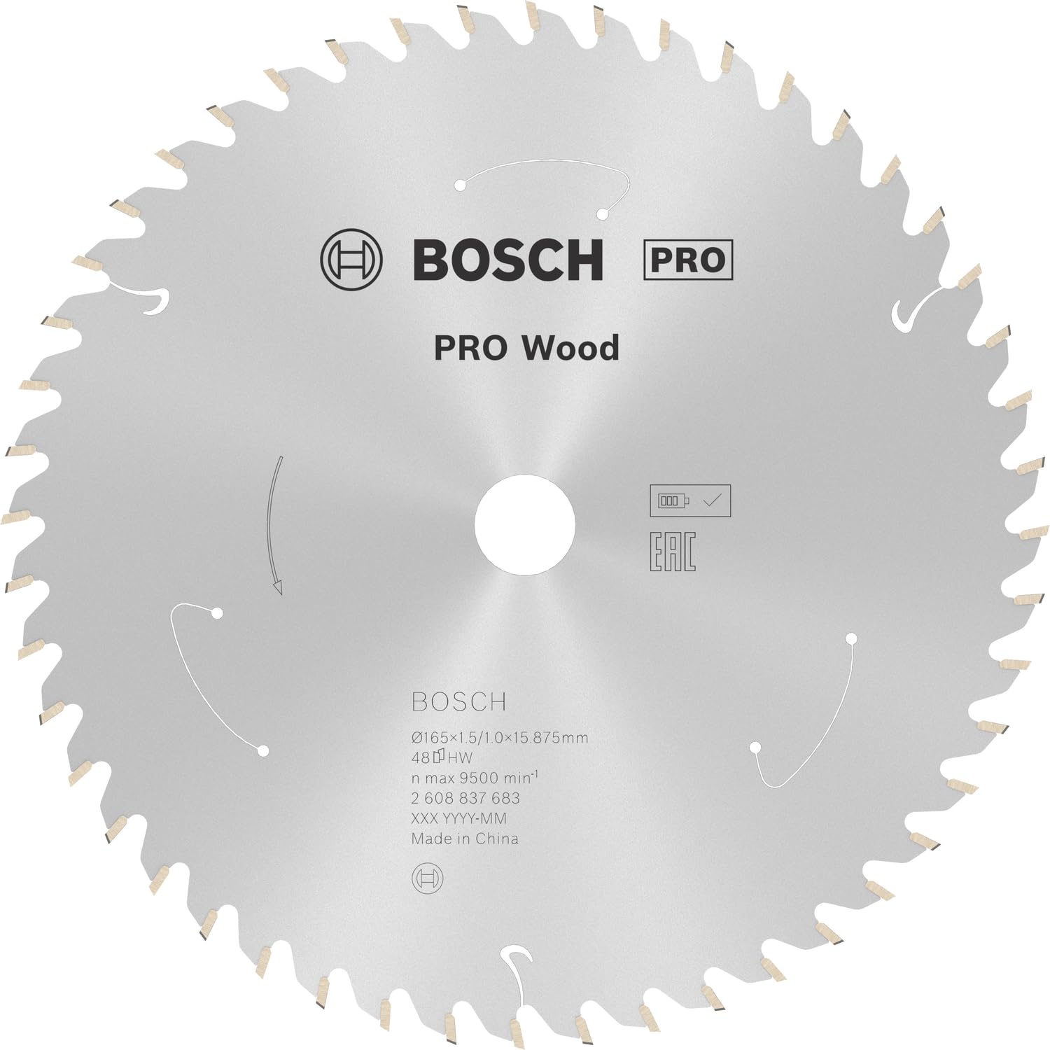 Bosch 1x PRO Wood Circular Saw Blade for Cordless Hand-Held Circular Saws (for Softwood, Hardwood, Ø mm, Professional Accessory Hand-Held Circular Saw)