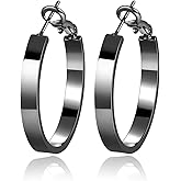 EXGOX Silver Hoop Earrings for Women - Sterling Silver & 14K Gold Plated - Hypoallergenic 925 Silver - Big Hoop Earrings (30/40/50/60/70mm)