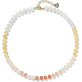 Joya Love Colorful Gemstone Beaded Necklaces For Women Trendy Rainbow Natural Stone Boho Handmade Stainless Steel Waterproof Strand Necklaces Jewelry For Women Gift