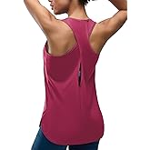 Emlovm Women's Cross Backless Long Workout Tank Tops High Neck Sleeveless Racerback Shirts Open Back Athletic Clothes