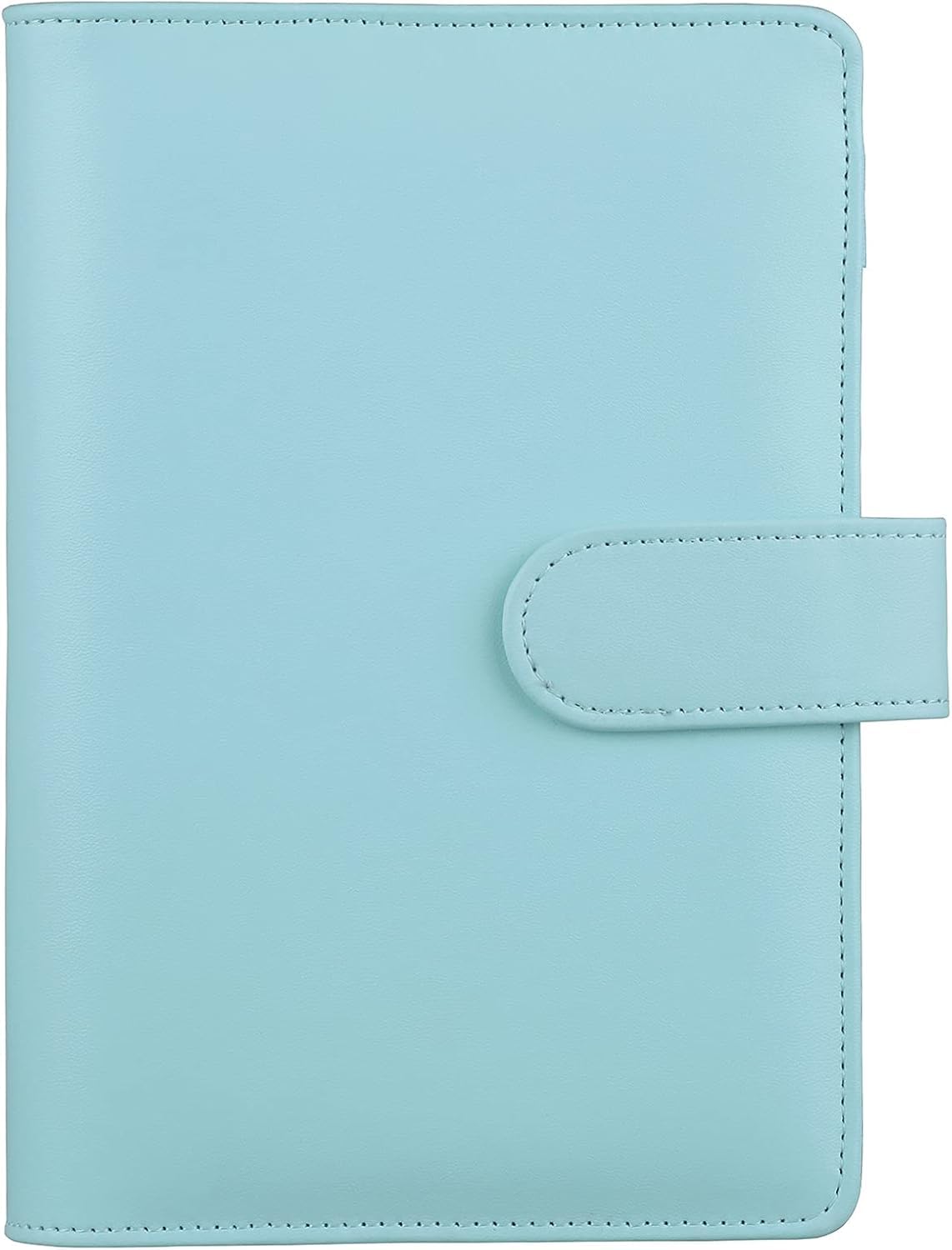 HAUTOCO PU Leather A6 Budget Binder Cover, Refillable 6 Ring Notebook Folder Personal Planner for Money Organiser, Loose Leaf Money Saving Wallet Cash Stuffing Binder, Mint Blue — image 1
