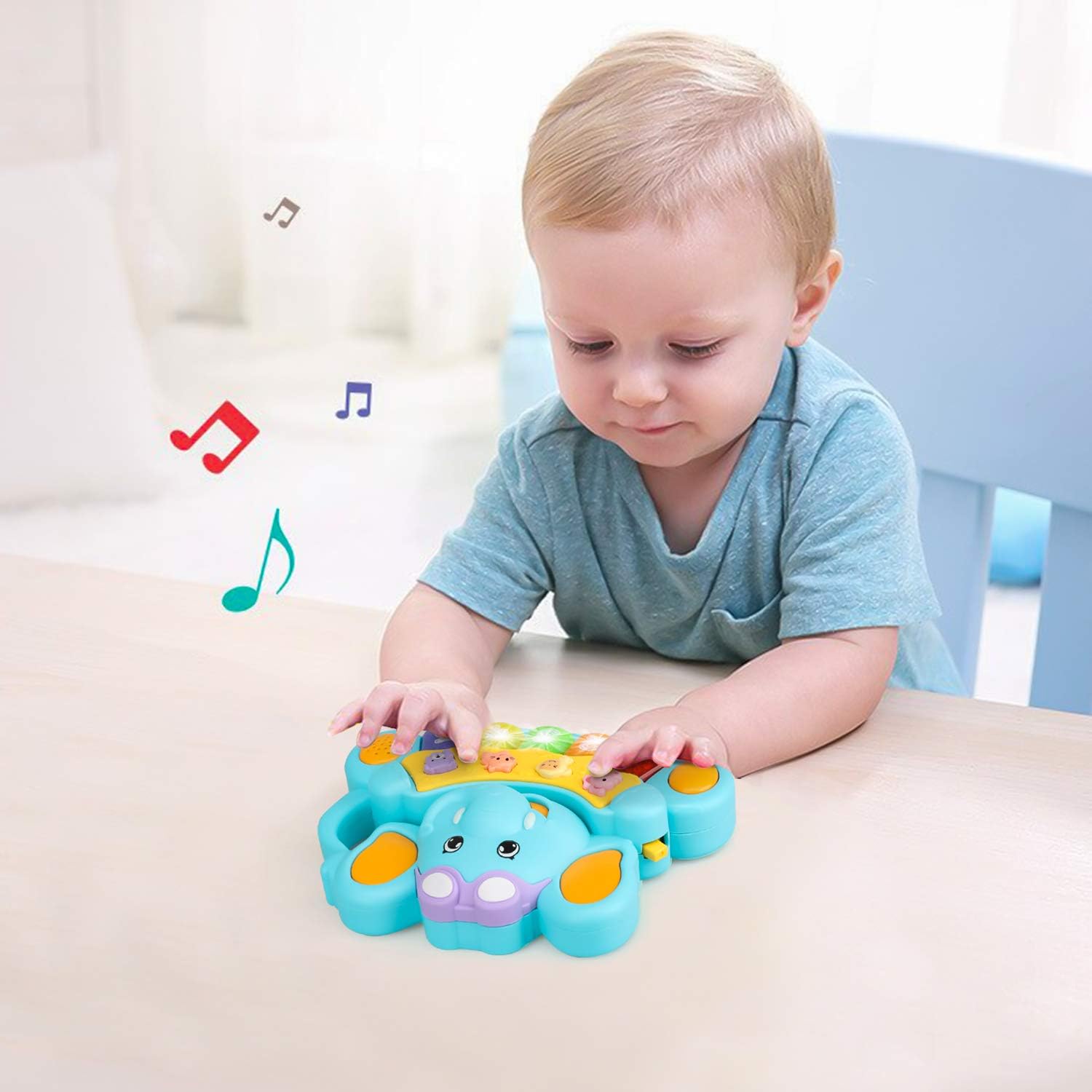 STEAM Life Educational Baby Musical Toys - Light Up Baby Toys Piano Keyboard - Toddler Piano with 5 Numbered Keys - Plays Songs and Music Memory Game Smart Baby Elephant Piano: Toys & Games