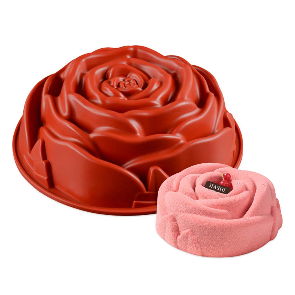 JasCherry 9.3" Large Rose Flower Round Shaped Silicone Pan DIY Moulds - Non Stick Cake Tin Silicone Bakeware Mold Tray for Anniversary Cake, Large Jelly, Loaf, Cheesecake, Bread #8