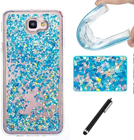 Samsung Galaxy J5 Prime Glitter Case,Luxury Blue Rhombus Design Flowing Floating Bling Shiny Sparkle Glitter Clear Transparent Soft Tpu Rubber Protective Cover For Galaxy J5 Prime