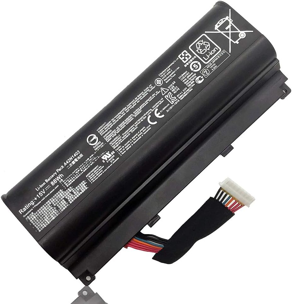 JQS® Notebook Replacement Battery A42N1403 for ASUS A42LM93 4ICR19/66-2 G751 G751J-BHI G751JL G751JT G751JY GFX71JY4710 GFX71JY4860 G751JT-CH71 G751J-BHI7T25 [15V / 88Wh ] - 1 Year Warranty