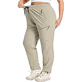 baleaf Plus Size Pants for Women Hiking Cargo Water Resistant UPF 50+ Cargo Joggers Zipper Pockets