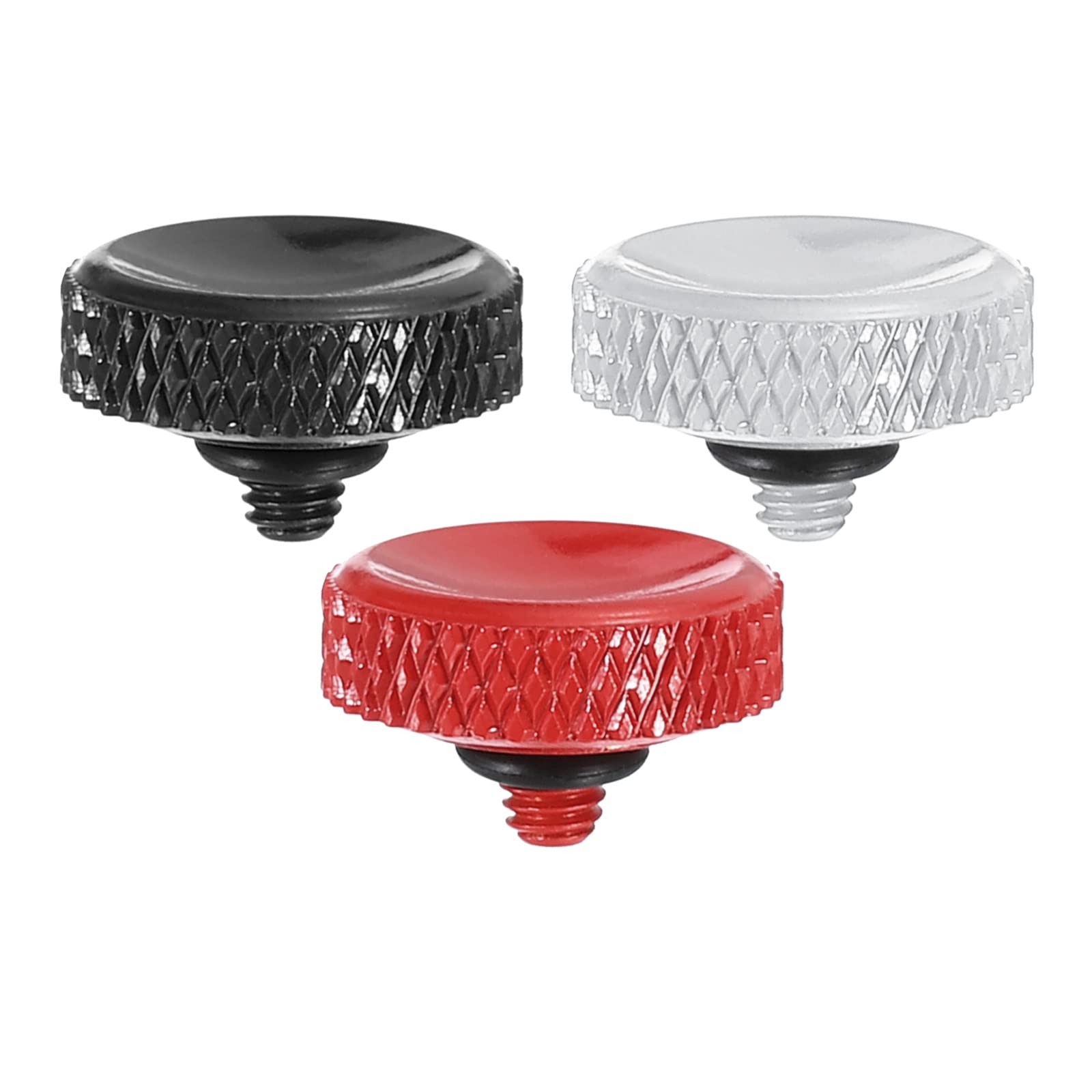 PATIKIL Camera Shutter Button, 3 Pack Soft Shutter Release Button Pure Copper Camera Button Carved, Red Silver Black for Nikon for Fujifilm for Leica