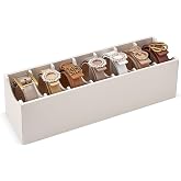 Lolalet Belt Organizer for Closet, Belt Box &amp; Storage Drawer -Cream | PU Leather Belt Holder with 7 Extra-Wide Compartments, Soft Lining, Fits Entryway Cabinet, for Women, 1 Pack